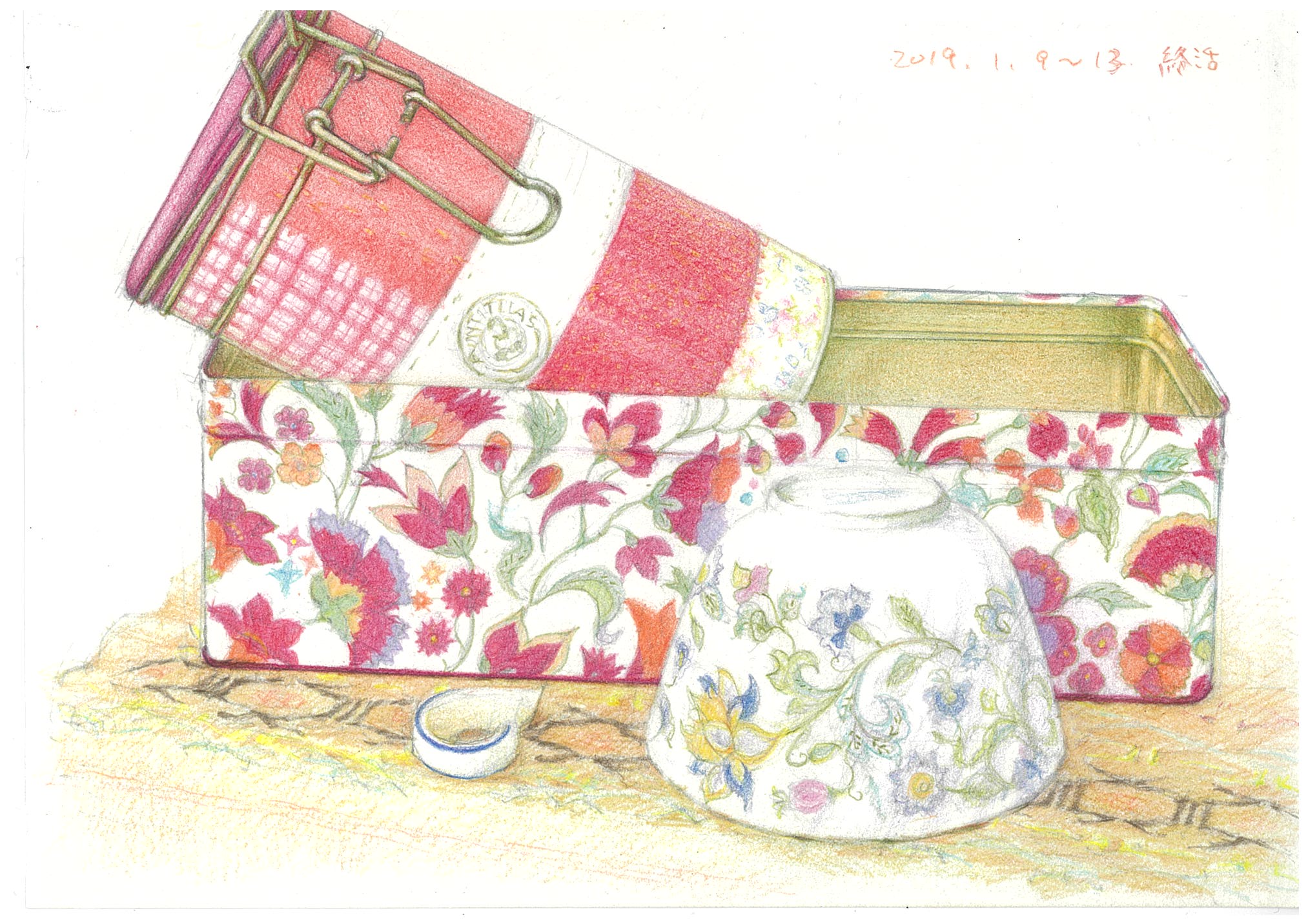 色鉛筆　杉村　缶とカップ