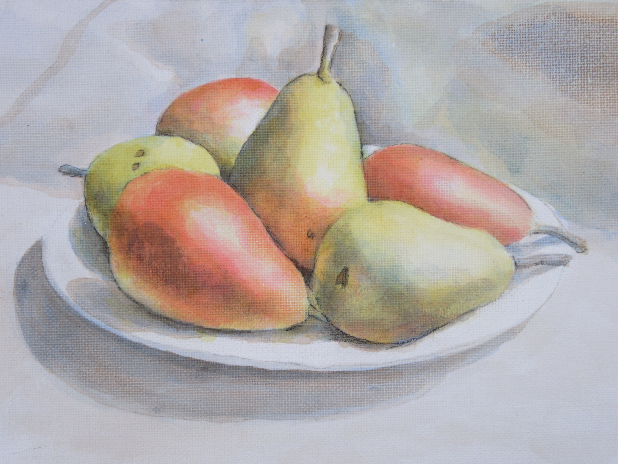 アクリル画　洋ナシ