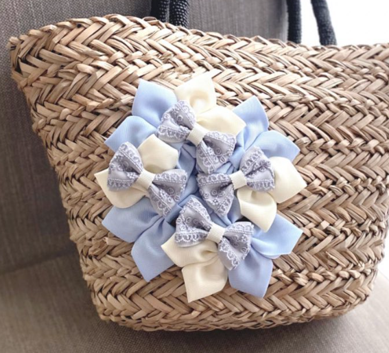 あじさいリボン　かごバッグ